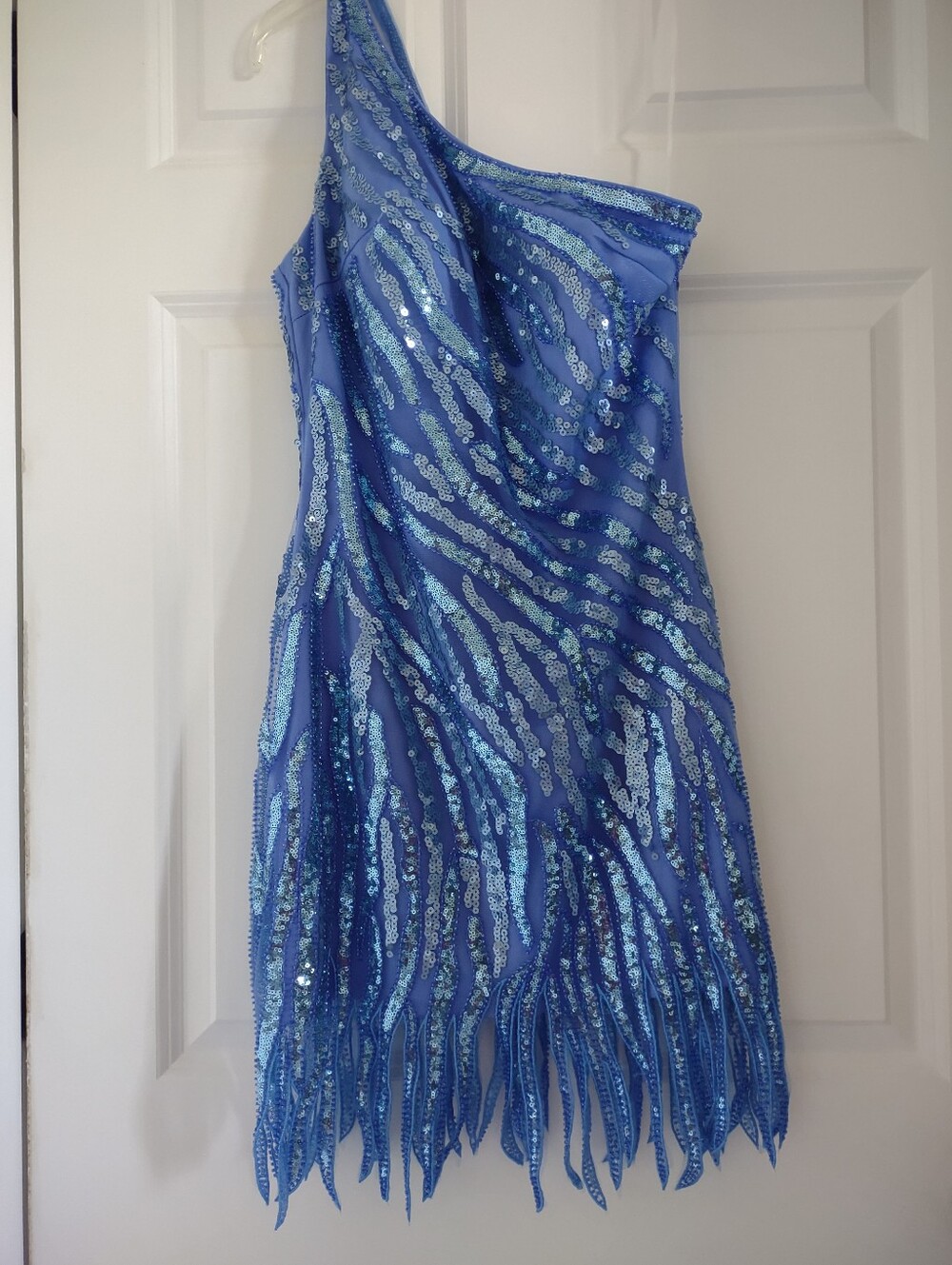 Sequins Fringe Asymmetric Retro 20s Gatsby Style Dress One Shoulder